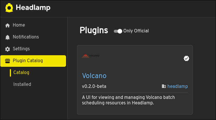 Headlamp 插件目录中的 Volcano 插件